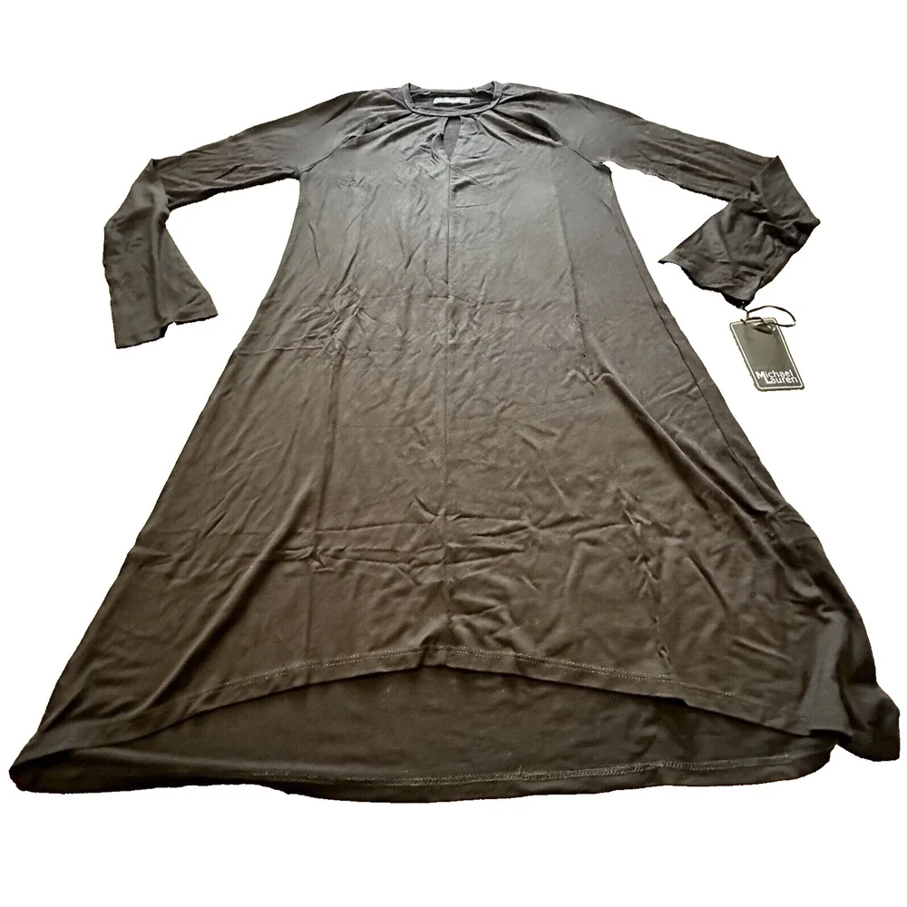 Michale‎ Lauren Women Medium Dress Reef Cut Out Black Shift Mini Long Sleeve NWT